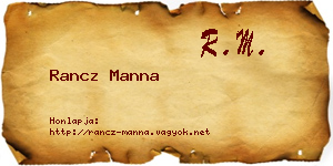 Rancz Manna névjegykártya
